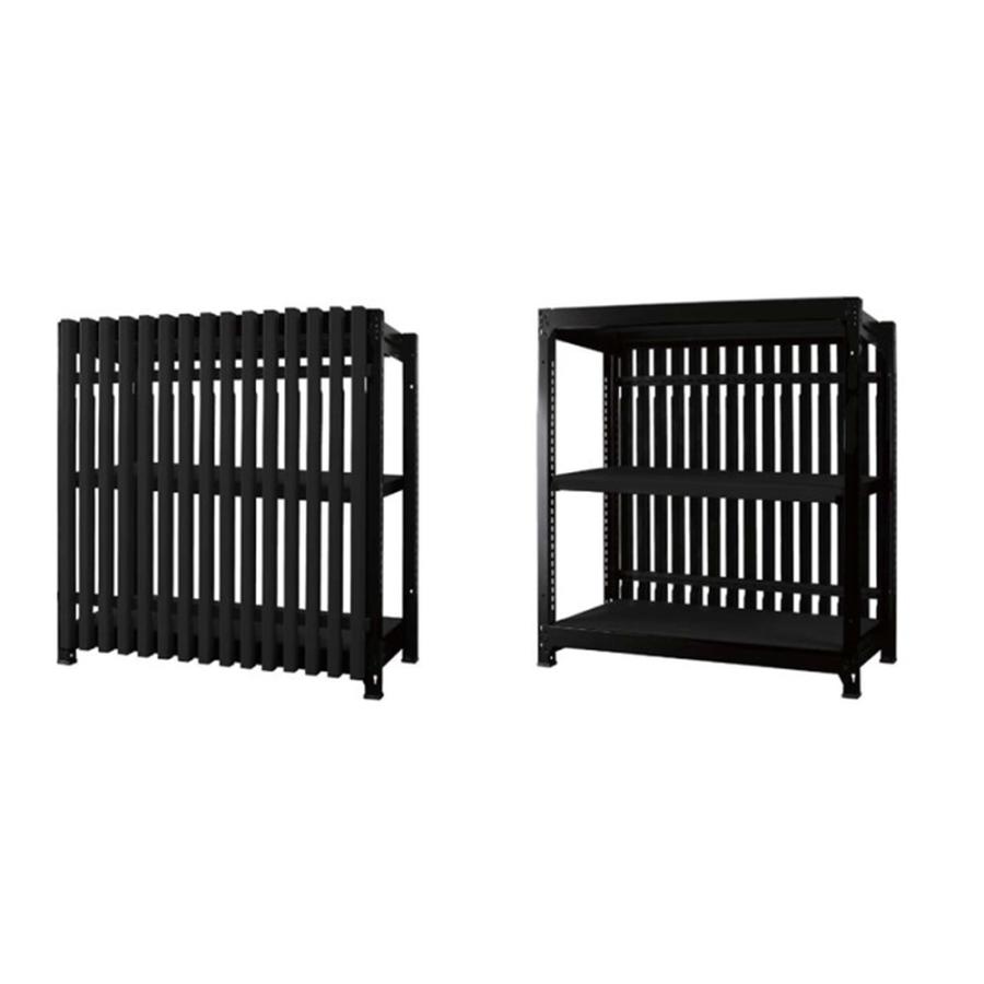 設置無料  スチールラック 2段 幅124×奥行49.6×高さ100cm 間仕切り 収納 軽量ラック スチールシェルフ おしゃれ 目隠し パーテーション 日本製 DR-1210の画像