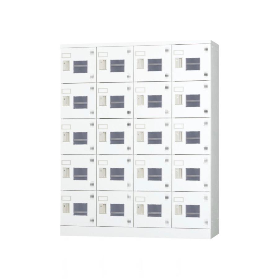 設置無料  ロッカー 20人用 3列6段 南京錠用錠 浅型 窓付き 幅1200×高さ1510mm スチールロッカー パーソナルロッカー 靴箱 学校 日本製 完成品 GLK-A20SWの画像