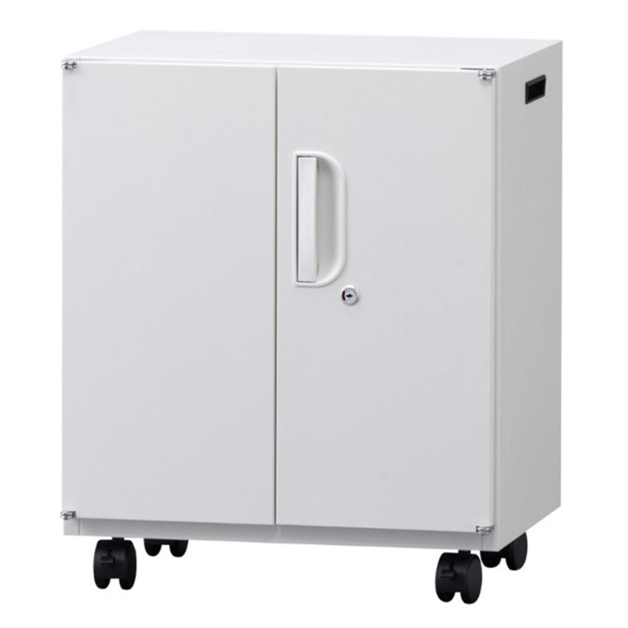 設置無料 デスクワゴン 幅500×奥行360×高さ600mm ホワイト ブラック 鍵