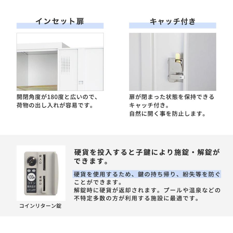 設置無料  ロッカー 10人用 2列5段 深型 奥行515mm コインリターン錠 ホワイトグレー マットブラック スチールロッカー 更衣ロッカー 十人用 日本製 TLK-RC10の画像