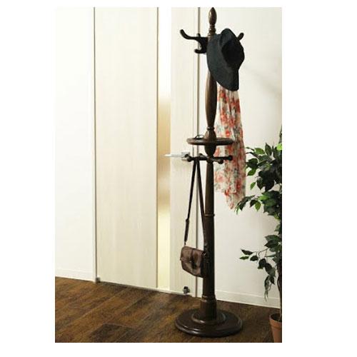 ヤマソロ soldout ポールハンガー 木製 ダークブラウン 小物入れ付き