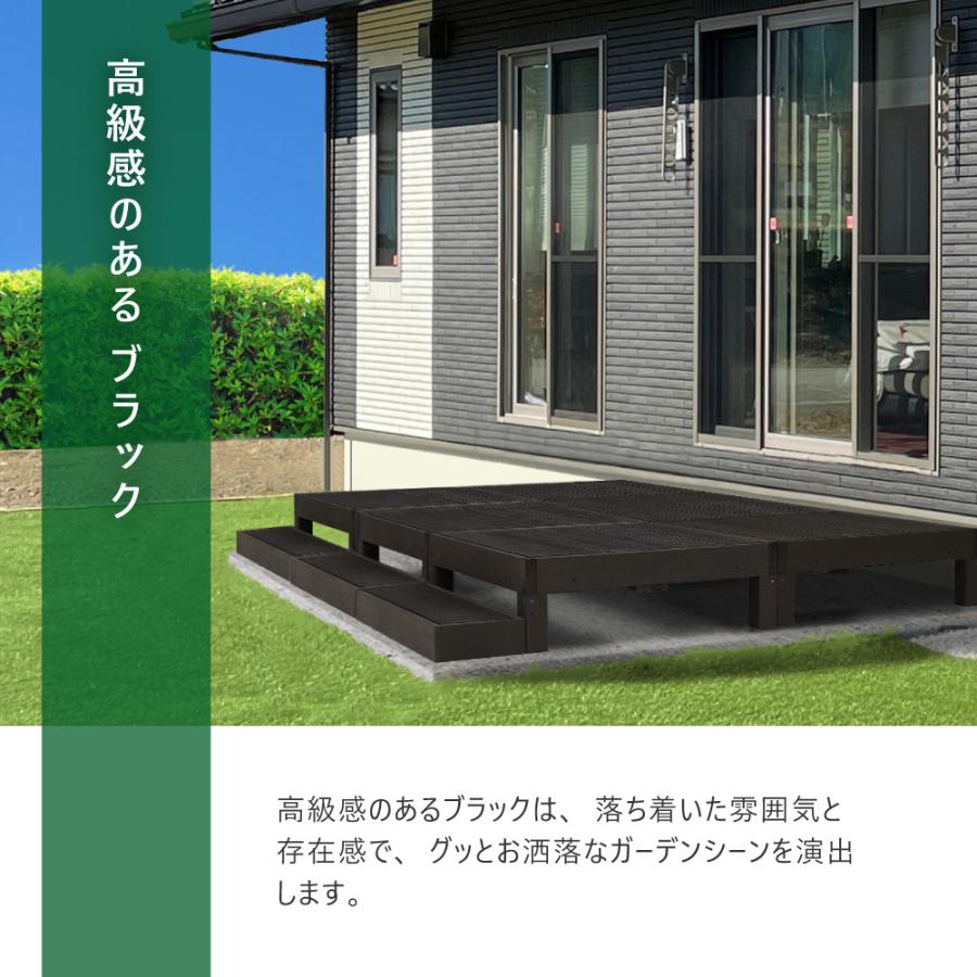人工樹脂デッキ　庭ガーデニング踏み台　階段　洗車　ブラックW1m D45cm ウッドデッキ用ステップ台 玄関台 樹脂 縁側 手すり 人工木 踏み台