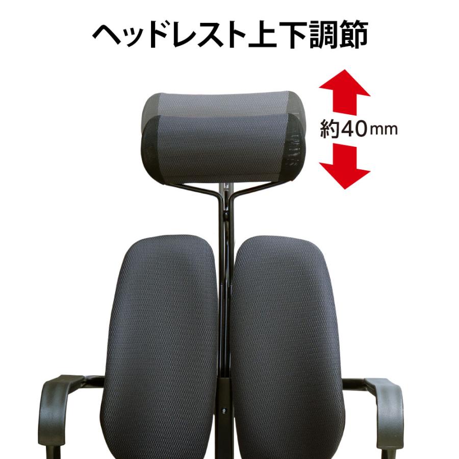 オフィスチェア デュオレスト DUOREST 肘付き デスクチェア パソコンチェア ワークチェア ヘッドレスト ロッキング 分割背もたれ 人間工学 腰痛 チェア DR-7600F_7