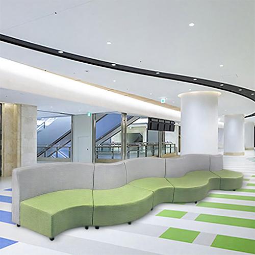 ロビーチェア 外向き 3台セット ランドタイプ 背付き ベンチソファー