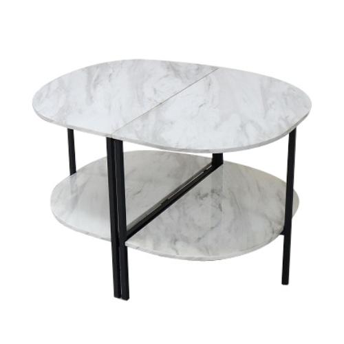 サイドテーブル 大理石柄 半円 幅60×奥行39×高さ50cm ナイトテーブル 