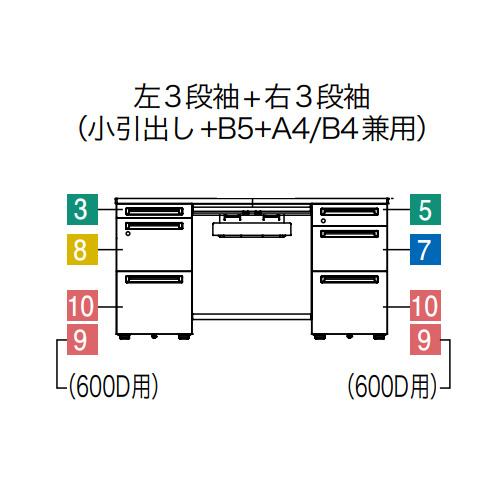 設置無料 オカムラ アドバンス オフィスデスク 両袖机 3段 中央引出し無 幅1500×奥行600mm ワークデスク パソコンデスク スチールデスク 黒 日本製 3V01CG_4