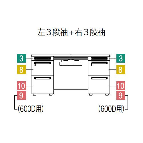 設置無料 オカムラ アドバンス オフィスデスク 両袖机 3段 中央引出し無 幅1400×奥行700mm ワークデスク パソコンデスク スチールデスク 黒 日本製 3V07AH_4