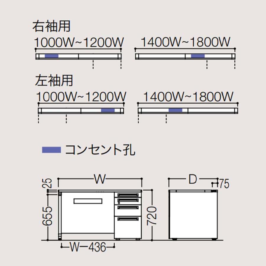 設置無料 オカムラ アドバンス 片袖机 4段 パネル脚 コンセント対応タイプ 幅1200×奥行600mm シリンダー錠 中央引出し無 机 完成品 日本製 3V1DZJ 3V1BZJ_3