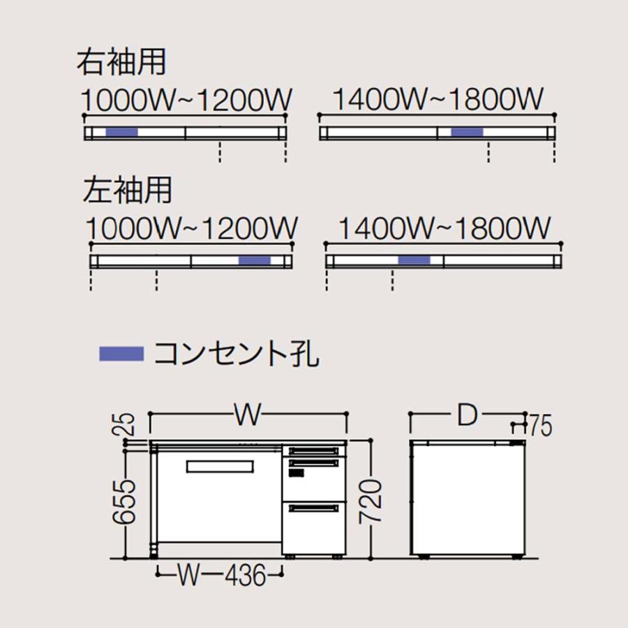 設置無料  オカムラ アドバンス 片袖机 3段 パネル脚 コンセント対応タイプ 幅1200×奥行700mm ダイヤル錠 中央引出し無 事務机 完成品 日本製 3V1JXJ 3V1GXJの画像