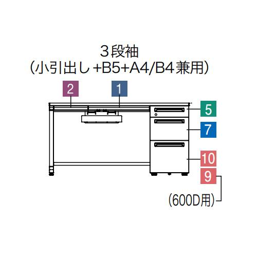 設置無料 オカムラ アドバンス 片袖机 3段 L脚 コンセント対応タイプ 幅1400×奥行800mm シリンダー錠 中央引出し付 事務机 完成品 日本製 3V1PMH 3V1NMH_4
