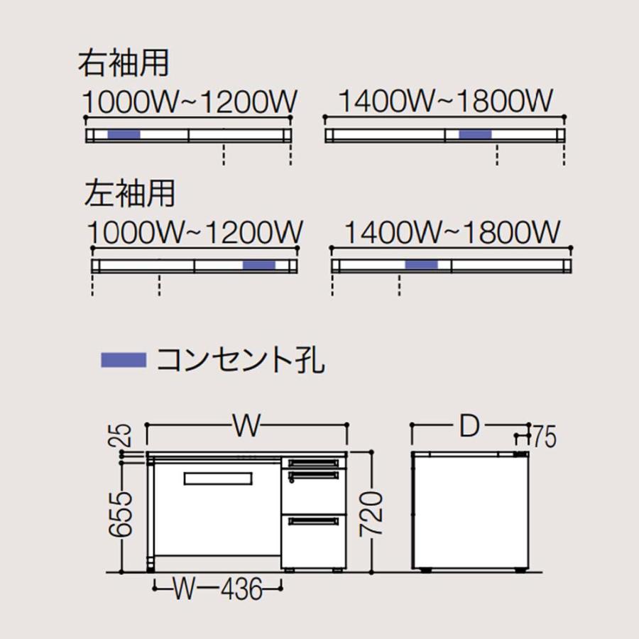 設置無料 オカムラ アドバンス 片袖机 3段 パネル脚 コンセント対応タイプ 幅1200×奥行600mm シリンダー錠 中央引出し付 机 完成品 日本製 3V1TZJ 3V1SZJ_3