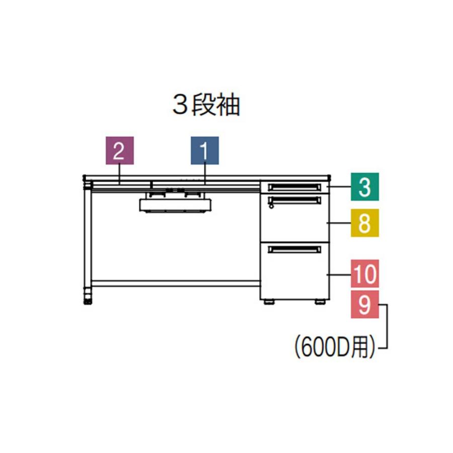 設置無料 オカムラ アドバンス 片袖机 3段 パネル脚 コンセント対応タイプ 幅1200×奥行600mm シリンダー錠 中央引出し付 机 完成品 日本製 3V1TZJ 3V1SZJ_4