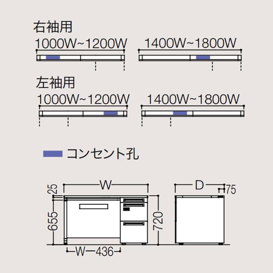 設置無料 オカムラ アドバンス 片袖机 3段 L脚 コンセント対応タイプ 幅1500×奥行800mm ダイヤル錠 中央引出し付 事務デスク 完成品 日本製 3V1ZMG 3V1YMG_3