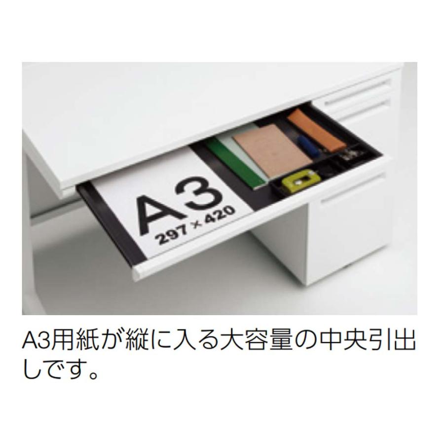 設置無料 オカムラ アドバンス 平机 L脚タイプ 中央引出し付 幅1200×奥行800mm コンセント対応タイプ オフィスデスク ワークデスク 完成品 日本製 3V2NMJ_7