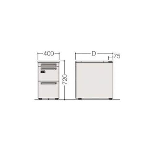  オカムラ アドバンス 脇机 3段 ダイヤル錠 幅400×奥行600mm 3段袖机 スチールワゴン 引出し収納 事務所 オフィス ワークスペース 日本製 【少々】 3V32AF