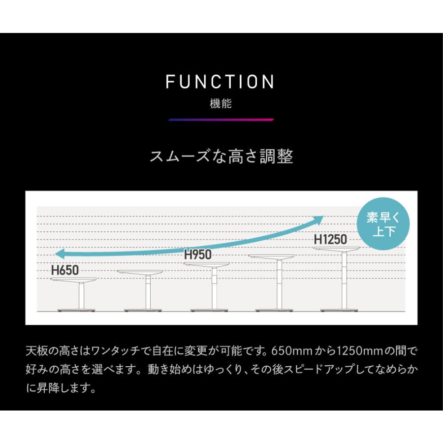 オフィスデスク スタンディングデスク ゲーミングデスク 幅1400×奥行700mm 昇降式 自動昇降 平机 ストライカー 在宅勤務 テレワーク スイフト 80GDMH-MTB1｜lookit｜07