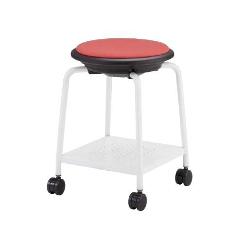 オカムラ スツール ② オカムラ（okamura） スツール ホワイト脚 布張り キャスター付き