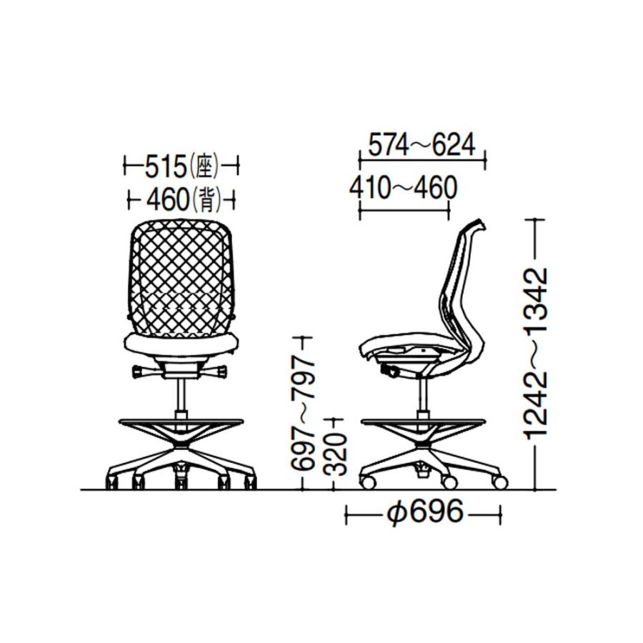 設置無料 シルフィー オカムラ 肘なし ハイチェア ハイバック メッシュタイプ ブラックボディ ポリッシュ脚 ハンガー ランバー付 チェア 完成品 国産 C636HS_1