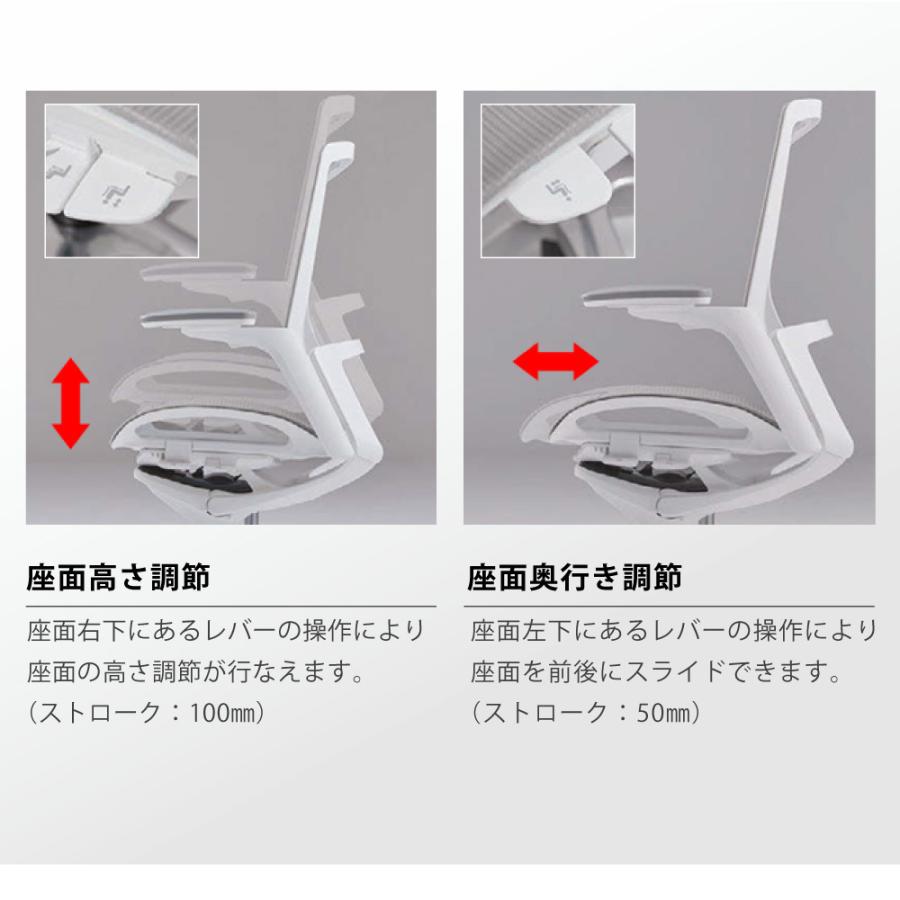 オカムラ フィノラ Finora オフィスチェア 日本製 ミドルバック 座メッシュ ホワイトパネル ホワイト脚 ホワイトボディ 椅子 シンプル アジャストアーム C781WW_8