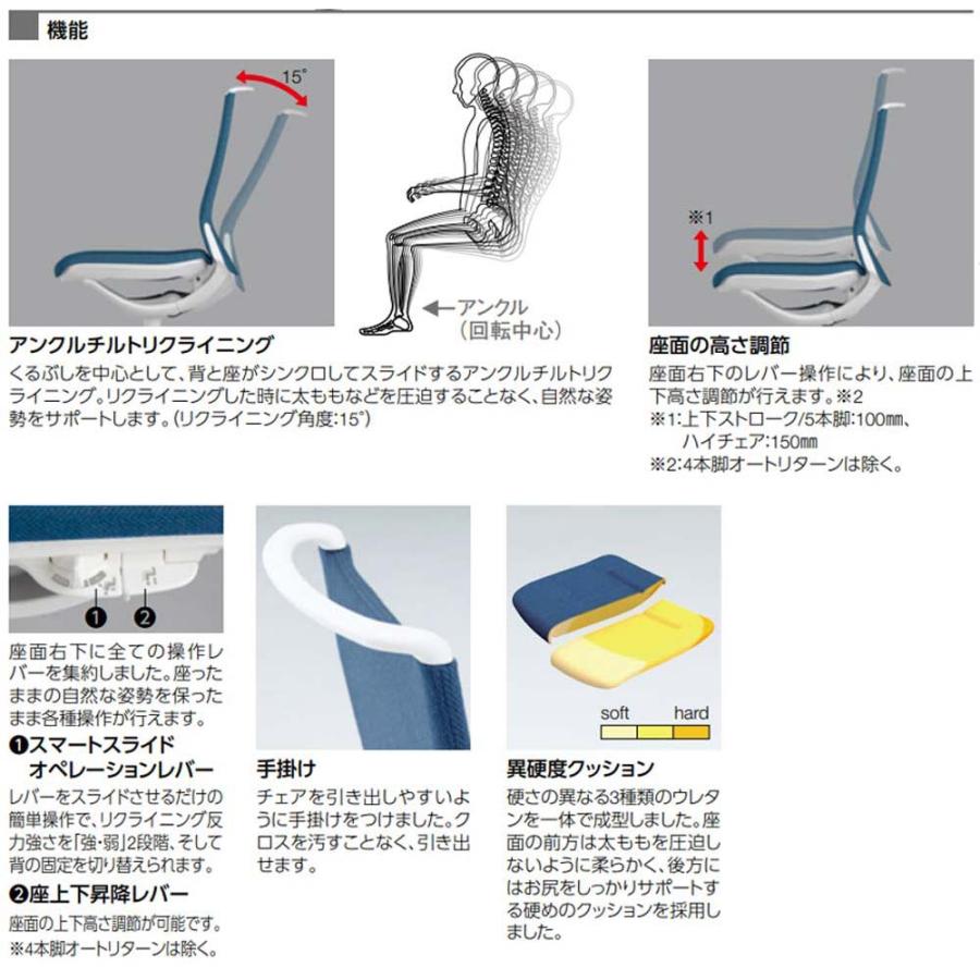 設置無料 モード オカムラ ハイチェア ミドルバック 肘なし アルミフレーム ホワイトボディ ヘリンボーン オフィスチェア チェア 事務所 日本製 CA15HZ-H_5