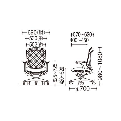 コンテッサ セコンダ オカムラ 固定肘 座革 ハイバック 5本脚 ポリッシュフレーム ブラックボディ オフィスチェア デスクチェア 椅子 CC43XR-FPT CC43BR-FPT_2