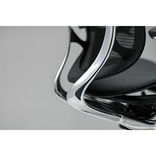 設置無料  コンテッサ セコンダ オカムラ 固定肘 座メッシュ ランバーサポート付 大型ヘッドレスト 5本脚 ポリッシュフレーム ブラックボディ 完成品 CC45BSの画像