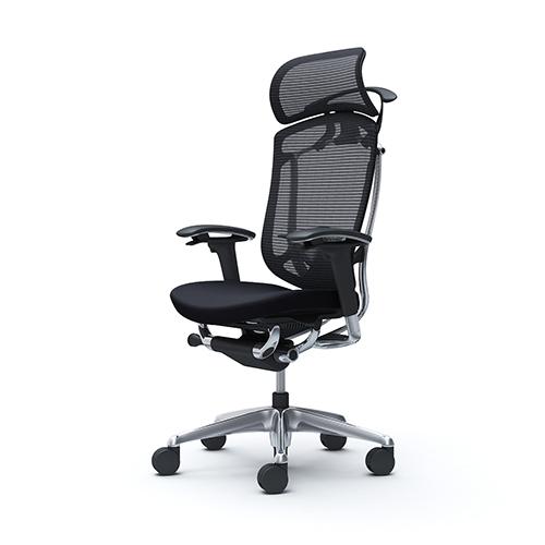コンテッサ セコンダ オカムラ 可動肘 座クッション ランバーサポート付き ハンガー付き 大型ヘッドレスト ポリッシュフレーム ブラックボディ CC88XS CC88BS_1