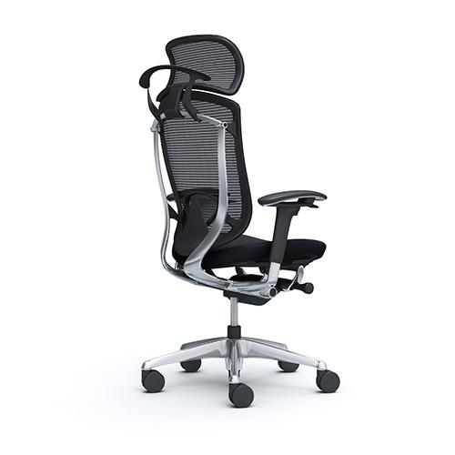 コンテッサ セコンダ オカムラ 可動肘 座クッション ランバーサポート付き ハンガー付き 大型ヘッドレスト ポリッシュフレーム ブラックボディ CC88XS CC88BS_2