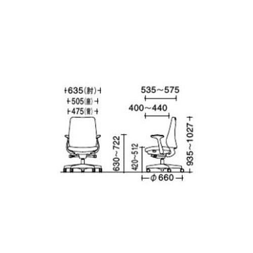 オフィスチェア ポータム オカムラ スタンダードバック 背クッション 固定肘 リネット ダークグレーボディ ナイロンキャスター デスクチェア チェア CF23XA-FRU｜lookit｜04