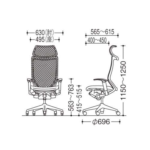 バロン チェア オカムラ オフィスチェア 岡村製作所 メッシュ オフィス 事務所 ヘッドレスト付きチェア 肘付きチェア ホワイトボディ CP87DR CP87NR