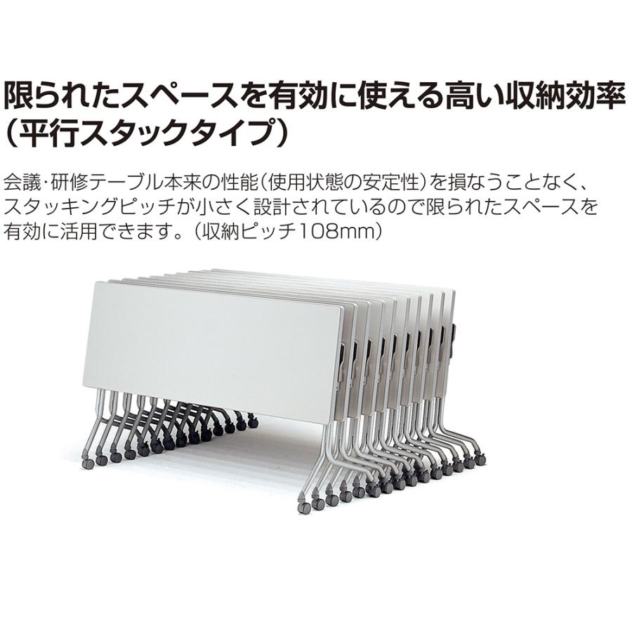 ミーティングテーブル 幅1500×奥行600×高さ720mm 木幕板付 会議用テーブル 会議机 会議テーブル 長机 折りたたみ 収納 スリム スタッキング FSA22MH-FS15Wの画像