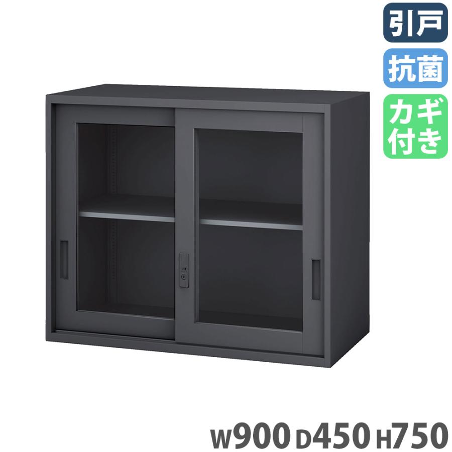 アイリスチトセ 引戸書庫 2段 アクリル 幅900×奥行450×高さ750mm 