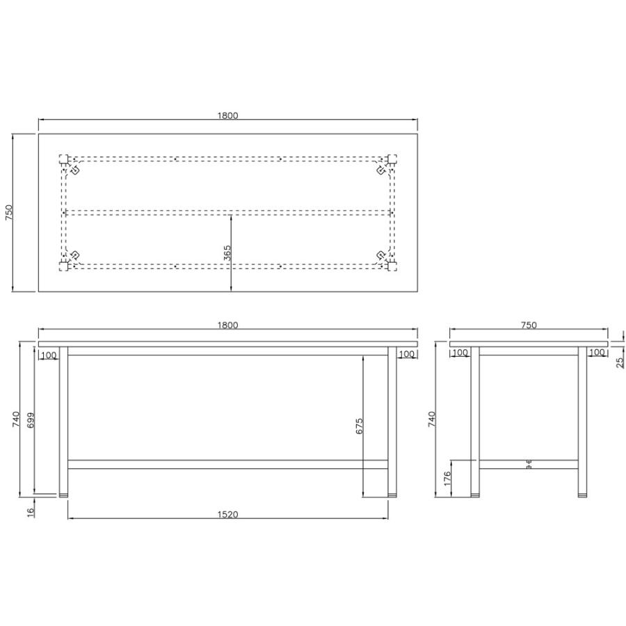 法人限定  作業台 ワークテーブル 均等耐荷重300kg 幅1800×奥行750×高さ740mm ホワイト 作業テーブル 作業用テーブル スチール 業務用 工場 白 RFSGD-1875の画像
