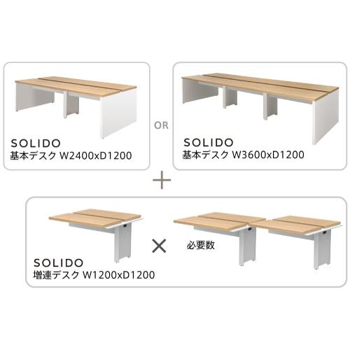 法人限定 オフィスデスク フリーアドレス用 幅2400×奥行1200×高さ720mm パソコンデスク ワークデスク PCデスク 平机 作業机 おしゃれ 白 黒 RFTFT2-2412_7