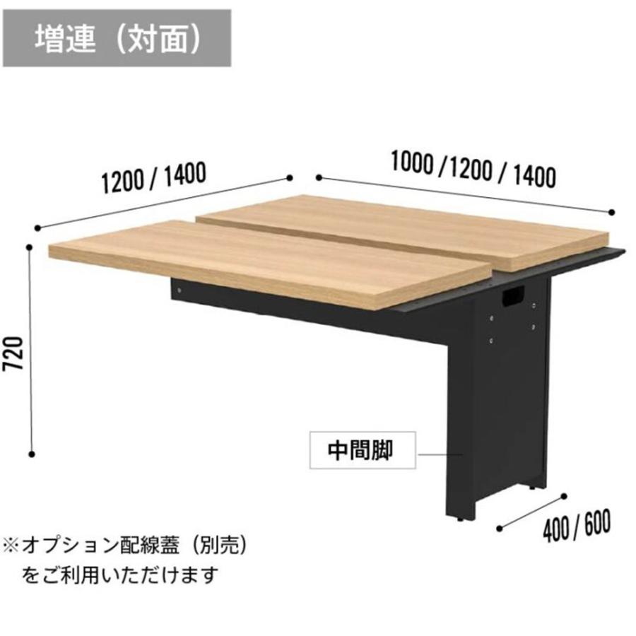 法人限定  フリーアドレスデスク 増連用 幅1200×奥行1400mm オフィスデスク ワークデスク パソコンデスク PCデスク 事務机 配線 収納 会社 RFTFT2-1214ADの画像