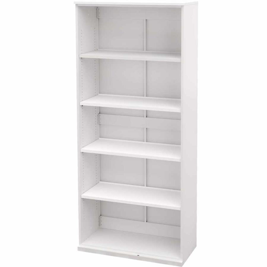 法人限定  オープン書庫 幅800×高さ1800mm 5段 スチール書庫 ロッカー キャビネット 書庫 保管庫 可動棚板 シンプル オフィス 白 アジャスター BSH-0818-WHの画像