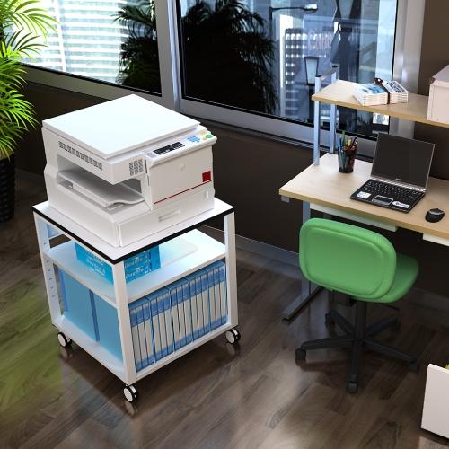 デスク PC プリンター台 多機能 キャスター サイドワゴン プリンター台 3段 幅600×奥行600×高さ700mm キャスター プリンター