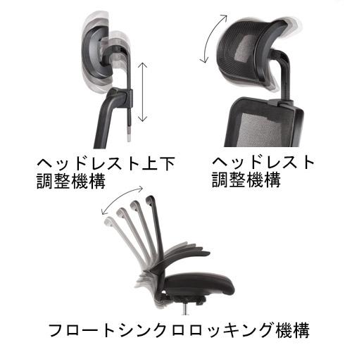 法人限定  オフィスチェア デスクチェア メッシュチェア おしゃれ 腰痛 ヘッドレスト 肘付 キャスター 座クッション ミドルバック 業務用 アイコ MS-1695Hの画像