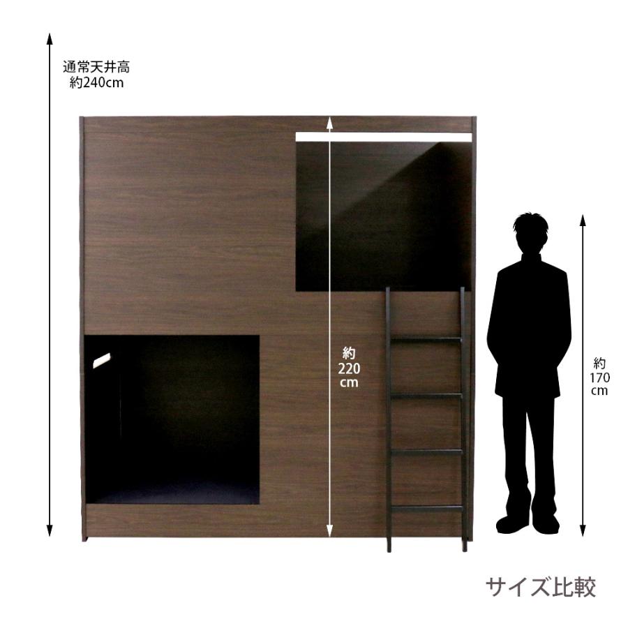 法人限定  2段ベッド ボックス型 二段ベッド ベッド 仮眠用ベッド シングル 国産 コンパクト 省スペース 木目 おしゃれ デザイン シンプル 子供部屋 寮 N388の画像