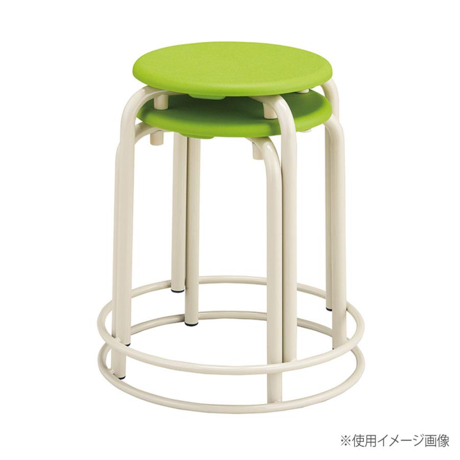 教室丸イス 脚土台あり 座面樹脂タイプ 5脚セット 直径300×高さ420/460/500mm グリーン オレンジ 学習丸イス 学校丸イス 教室丸イス 施設 日本製 S-755-I-5S_3