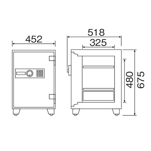 ダイヤセーフ（Diamond Safe） 耐火金庫 49L 指紋認証 引き出し付き