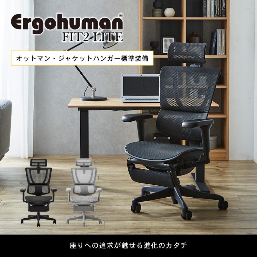 エルゴヒューマン フィット2 ライト Ergohuman FIT2 Lite 正規品 最長5年保証 ジャケットハンガー付 高機能チェア PCチェア ヘッドレスト 腰痛対策 FIT2-Lite | 関家具 | 01