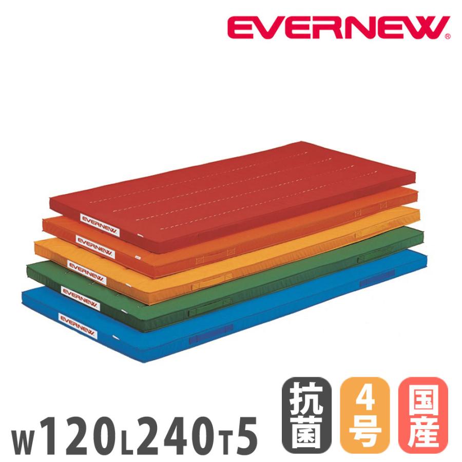 カラー体操マット エバニュー 幅120×長さ240×厚さ5cm 滑止付 再生ポリエステル4号帆布 抗菌 防臭加工 日本教材備品協会安全基準適合品 SG仕様品 日本製 EKM027 | ブランド登録なし
