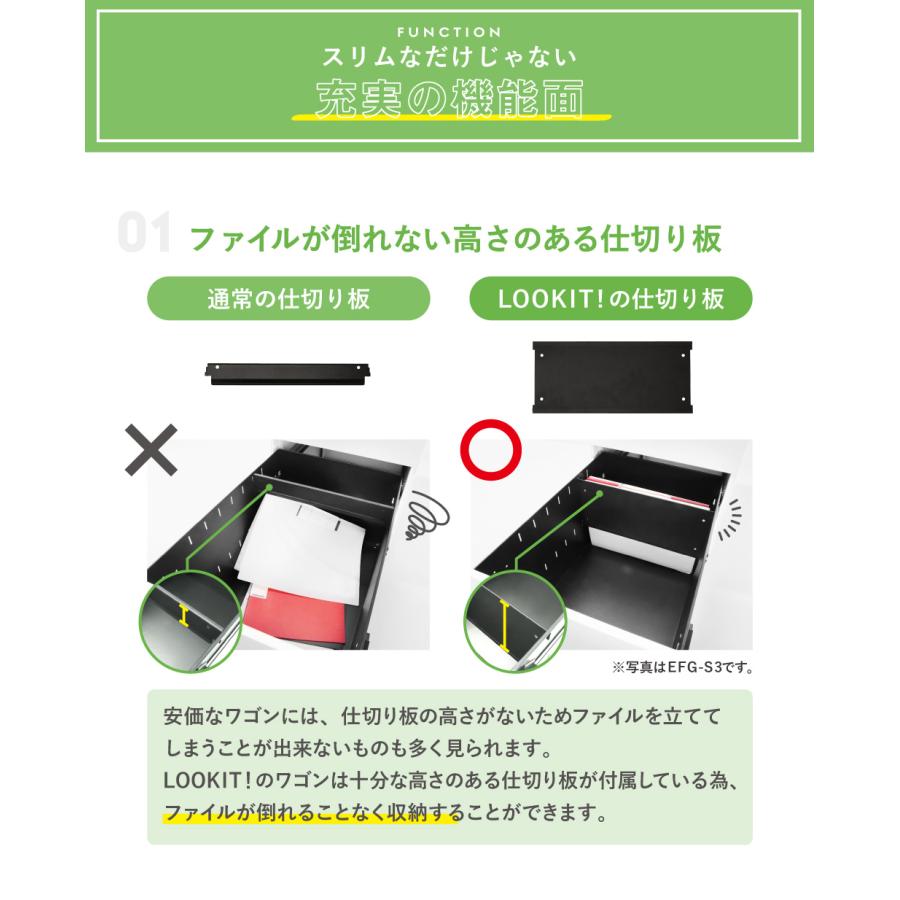 倉庫受取限定  デスクワゴン スリム 3段 ダイヤル錠 サイドワゴン キャスター付き 鍵付き オフィスワゴン オールロック スチールワゴン 引き出し ESW-D3-SOの画像