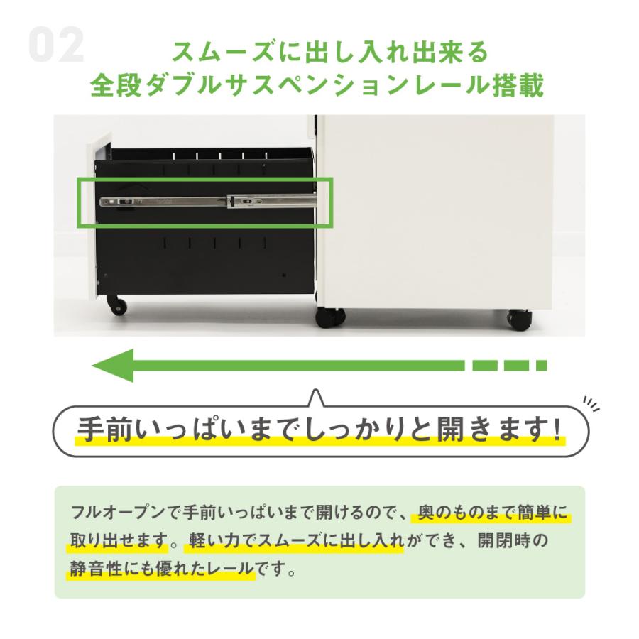 倉庫受取限定  デスクワゴン スリム 3段 ダイヤル錠 サイドワゴン キャスター付き 鍵付き オフィスワゴン オールロック スチールワゴン 引き出し ESW-D3-SOの画像