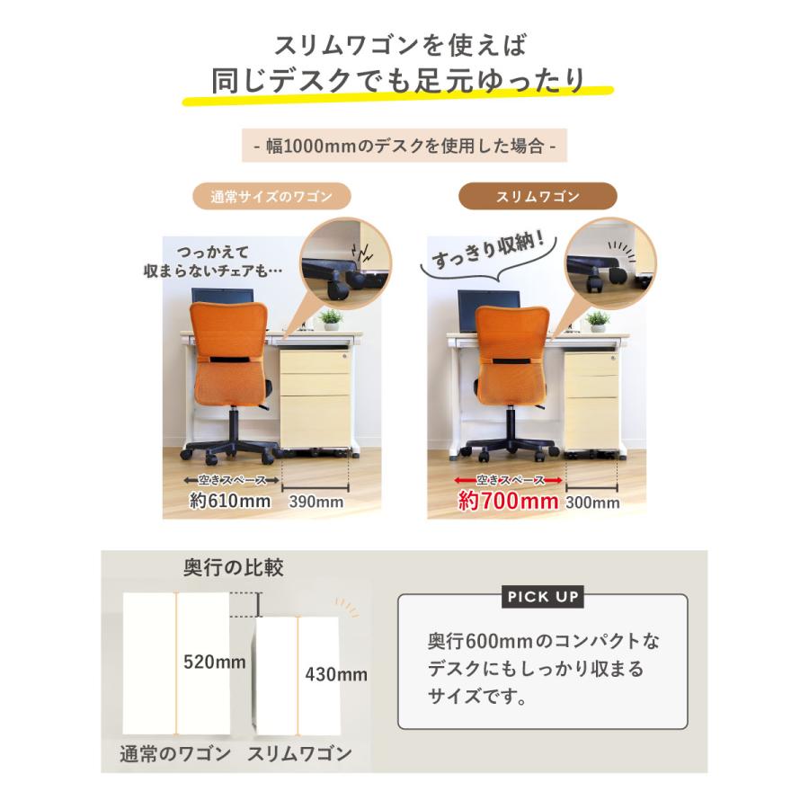 倉庫受取限定  デスクワゴン 3段 シリンダー錠 スリム 木目 サイドワゴン 脇机 サイドキャビネット スチールワゴン スリムワゴン ワゴン デスク ESW-S3-C-SOの画像