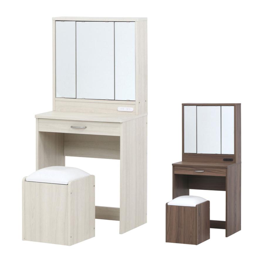 【新品・送料無料】メルル ドレッサー(三面鏡) スツール付き ホワイト 木目調 不二貿易（Fuji Boeki） メルル ドレッサー 三面鏡 スツール付き 幅600