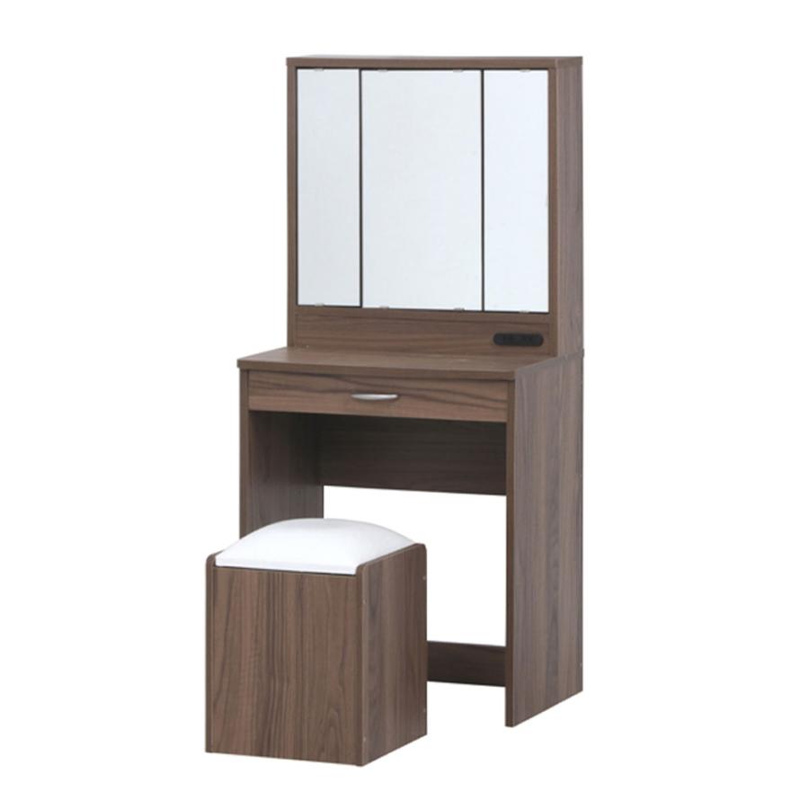 【新品・送料無料】メルル ドレッサー(三面鏡) スツール付き ブラウン 木目調 不二貿易（Fuji Boeki） メルル ドレッサー 三面鏡 スツール付き 幅600