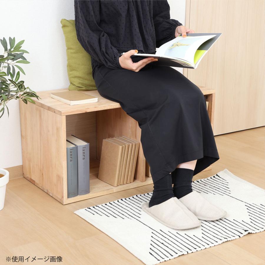 NS TATAMI オープンシェルフ ベースタイプ 幅800×奥行400×高さ390mm ラバーウッド ラッカー塗装 天然木 オープンラック 収納付きベンチ 居間 シンプル 5155-5の画像