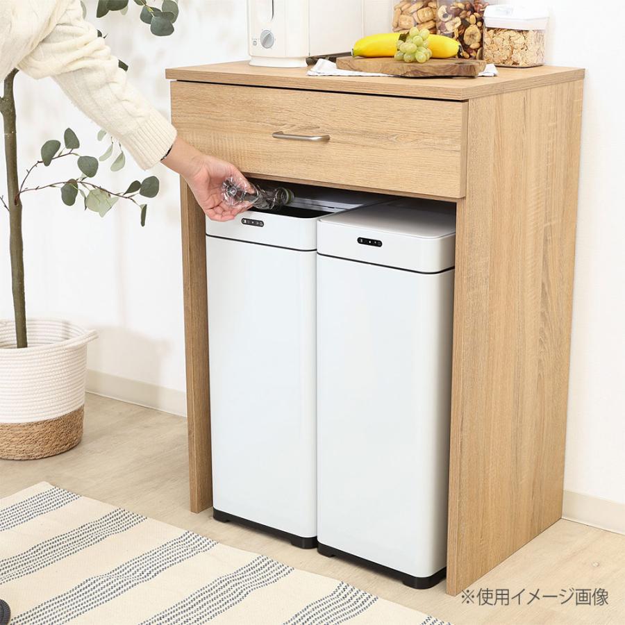 ダストボックス上収納ラック 幅600×奥行445〜448×高さ850mm ナチュラル グレー 木製 キッチン小物収納 台所収納 キッチン雑貨収納 アンティーク調 74141-74146の画像